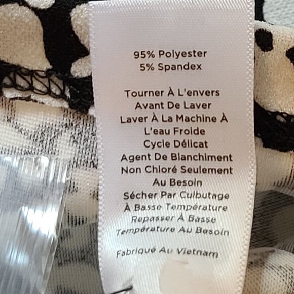 Talbots 3/4 Sleeve Slit Neck Jersey Top Size XS Black Cream Abstract Print NWT - Picture 11 of 11